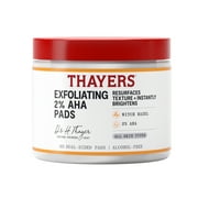 THAYERS Exfoliating 2% AHA Toner Pads, Dual-Sided Exfoliating Pads with Witch Hazel, Glycolic Acid and Lactic Acid to Resurface Skin Texture and Instantly Brighten, For All Skin Types, 60 Count