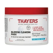 Thayers Natural Remedies Blemish Clearing Pads, 2% Salicylic Acid Acne Treatment - 60ct