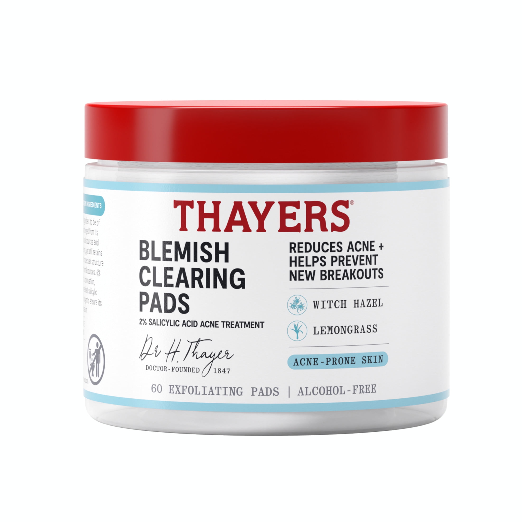 Thayers Natural Remedies Blemish Clearing Pads, 2% Salicylic Acid Acne Treatment - 60ct