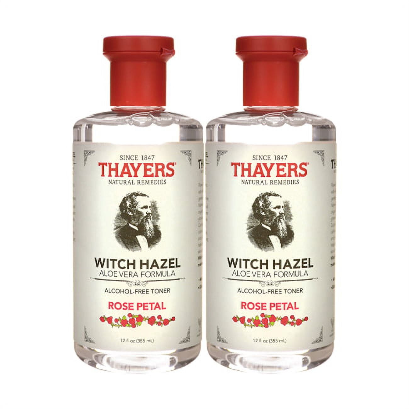 Thayers Rose Petal Witch Hazel Toner, Alcohol Free & Organic Aloe Vera, 12oz, 2 Pack