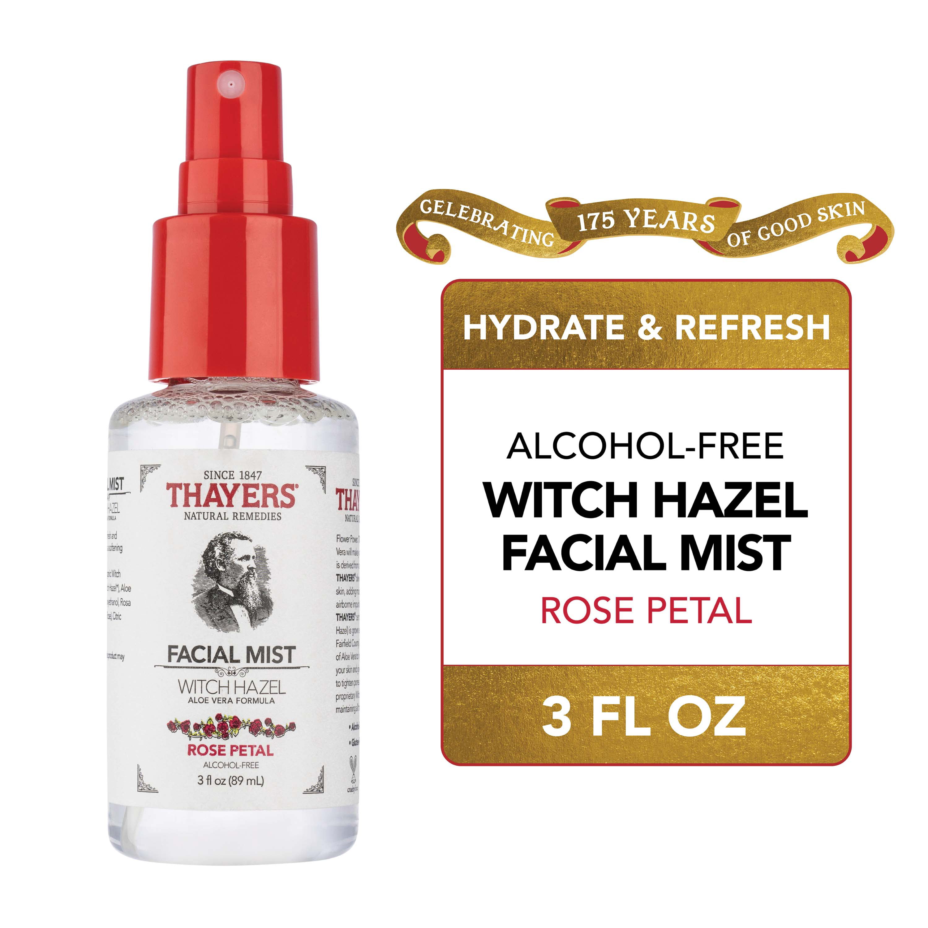 Thayers Rose Petal Witch Hazel Travel Size Face Mist, 3 oz - image 1 of 10