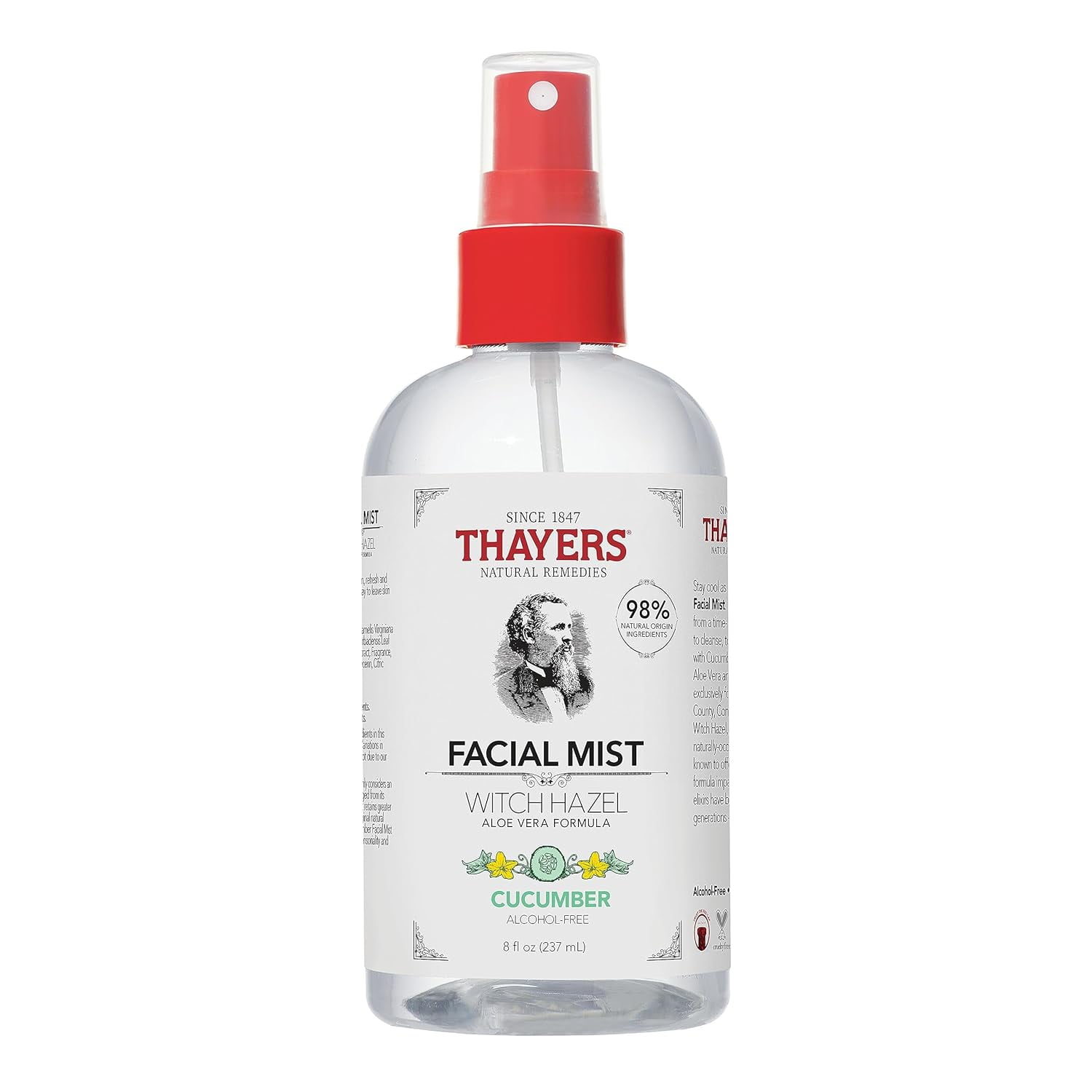 Thayers Witch Hazel Aloe Vera Formula Alcohol-Free Toner Facial Mist Cucumber 8 fl oz Pack of 2