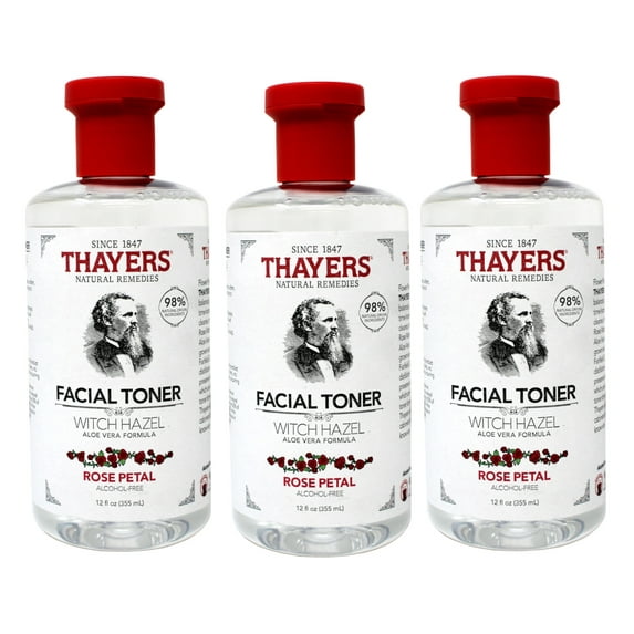 Thayers Witch Hazel Aloe Vera Formula Alcohol-Free Toner, Rose Petal 12 oz (Pack of 3)