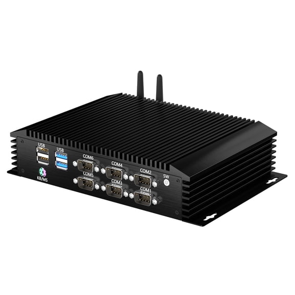 Thdeukoty Industrial Mini PC, Fanless Desktop Computer Core i7-10510U, 4C/8T, Up to 4.9GHz, Win 10 Pro, 8GB RAM 128GB SSD, 2xLAN, GPIO, PS2(KB/MS), 6xCOM RS232(Configurable RS422/485), USB3.0, WiFi6