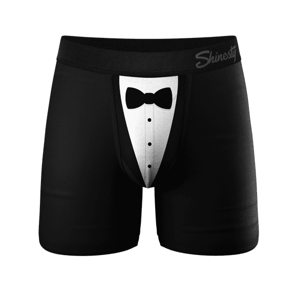 The 009 - Shinesty Black Tuxedo Ball Hammock Pouch Underwear  Medium
