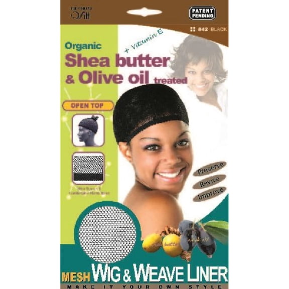 [The #1 Brand QFitt] Organic Shea Butter & Olive oil treated Mesh Wig & Weave Liner(Open Top) - Black