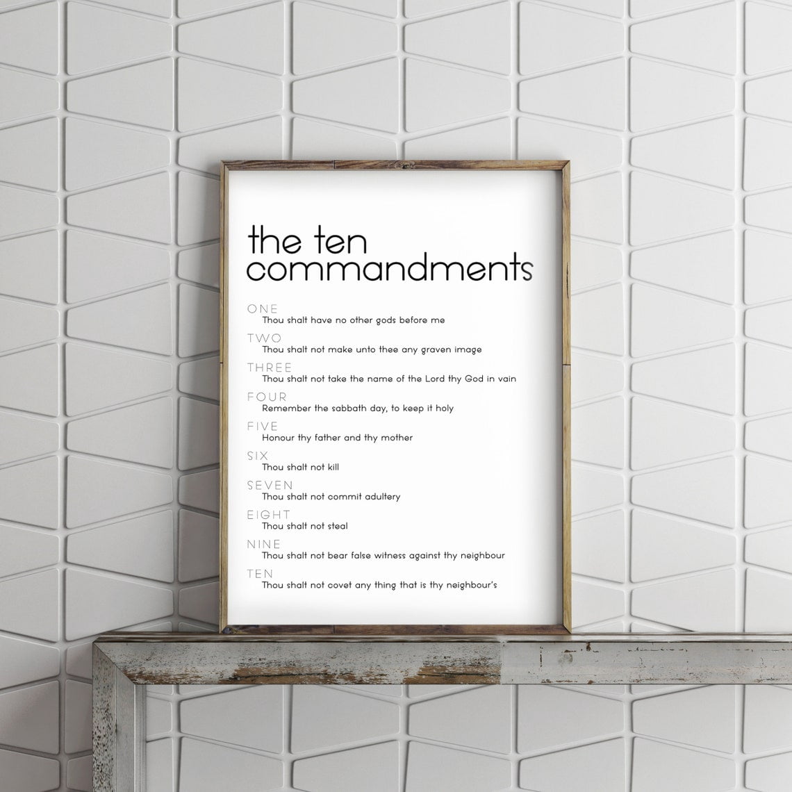 The 10 Commandments Modern Font Christian Home Decor Print, Stretched ...