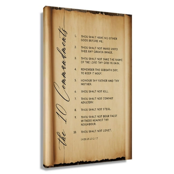 The 10 Commandments Wall Art Bible Verse Poster Room Decorative Prints On Canvas Artwork For Bedroom Unframed 12x18 in