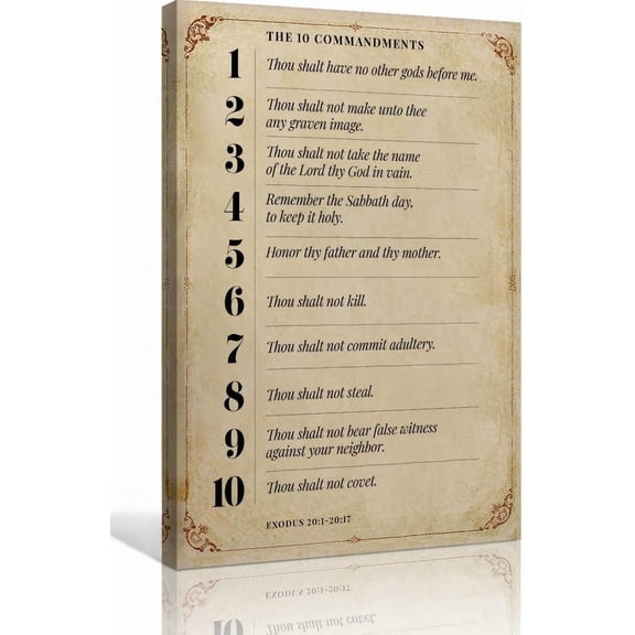 The 10 Commandments Wall Art Bible Verse Poster Vintage Scripture Wall Decorative Paintings for Bedroom Modern Farmhouse Christmas Decorations poster