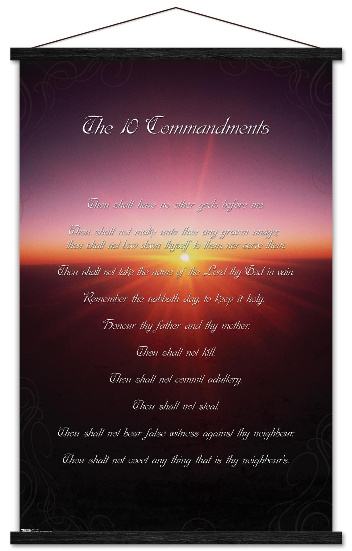 The 10 Commandments Wall Poster with Wooden Magnetic Frame, 22.375