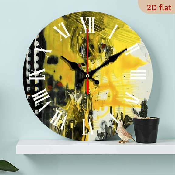 The 10-inch 2D flat "Abstract fluid" silent wooden wall clock is an ideal gift for Halloween, Easter and Christmas