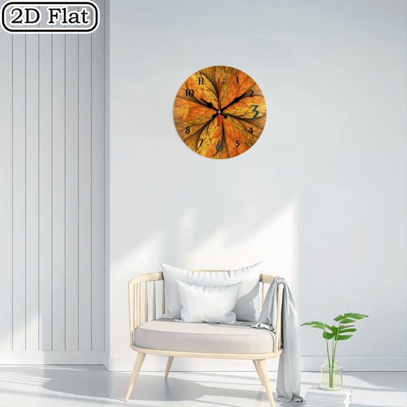 The 10-inch 2D flat "Autumn leaves" silent wooden wall clock is an ideal gift for Halloween, Easter and Christmas.