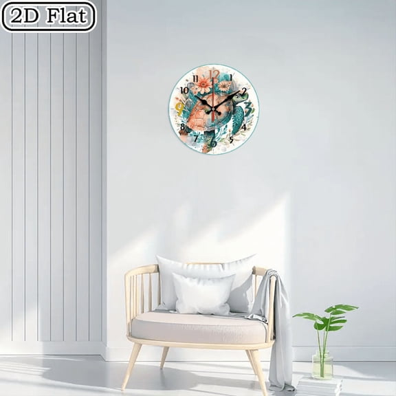 The 10-inch 2D flat "Colorful turtle" silent wooden wall clock is an ideal gift for Halloween, Easter and Christmas.