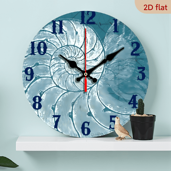 The 10-inch 2D flat "Nautilus shell" silent wooden wall clock is an ideal gift for Halloween, Easter and Christmas.