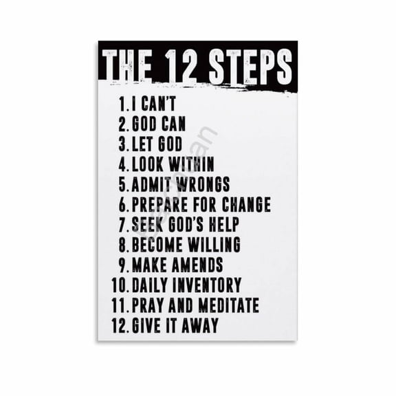 The 12 Steps Addiction Recovery Poster 8 Canvas Painting Wall Art Poster for Bedroom Living Room Decor