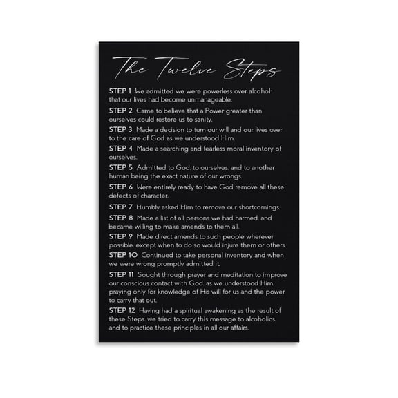 The 12 Steps Poster, AA Wall Art (2) Canvas Painting Wall Art