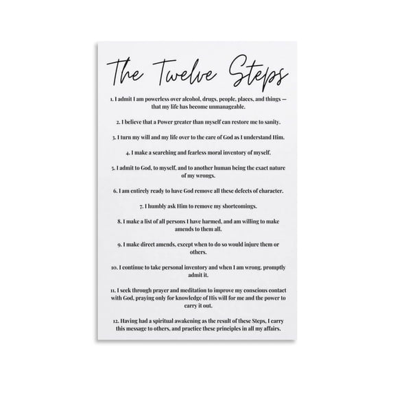 The 12 Steps Poster Recovery Wall Art 2 Canvas Painting Wall Art