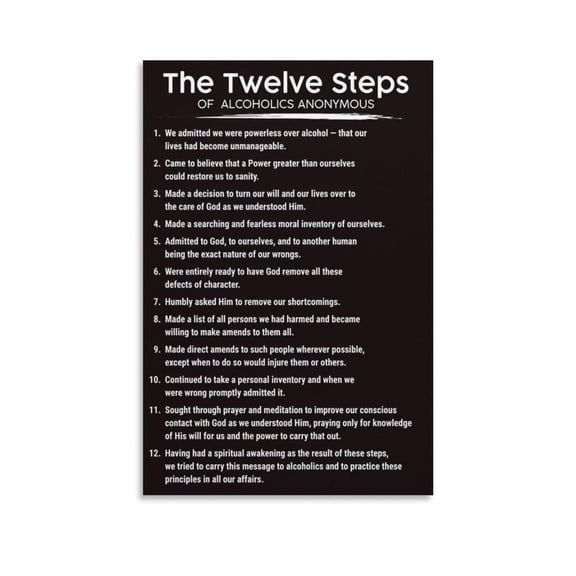 The 12 Steps of AA Poster Print 2 Canvas Painting Wall Art