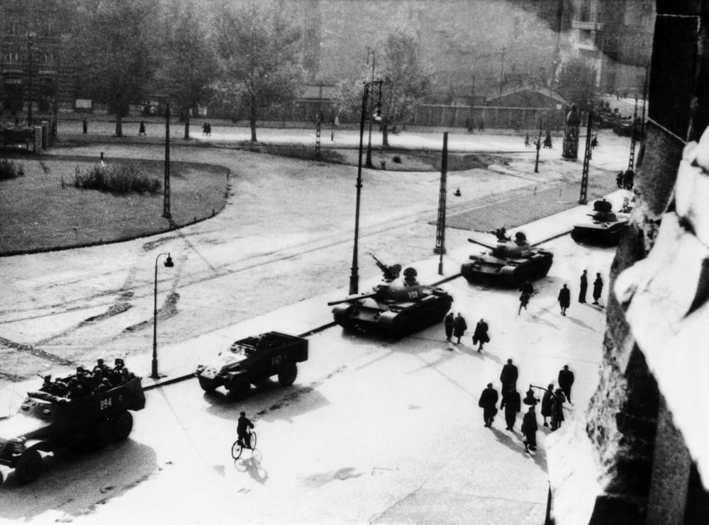 The 1956 Hungarian Uprising Soviet Trucks And Tanks Withdraw From The 1956 Hungarian Uprising Soviet Trucks And Tanks Withdraw From