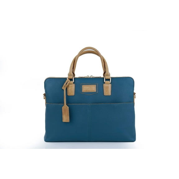 Duck Blue  Saddle Signature Leather Laptop Briefcase  Limited Edition 15"