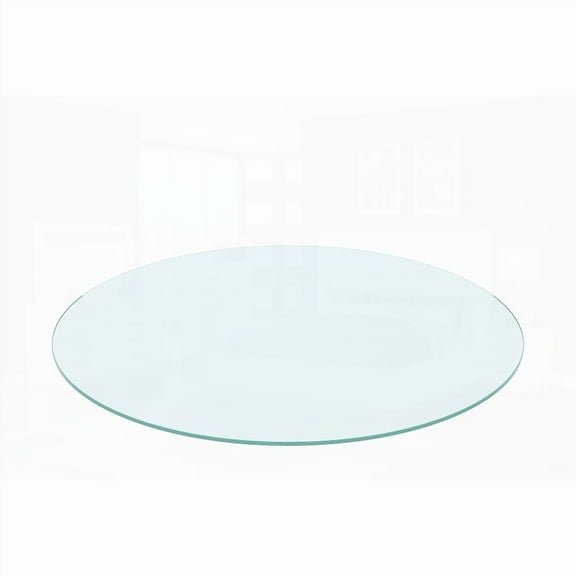The 20" Inch Round Clear Tempered Glass Table Top Features a 1/4" Inch Thick Flat Polished Edge