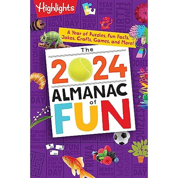 Pre-Owned The 2024 Almanac of Fun: A Year Puzzles, Fun Facts, Jokes, Crafts, Games, and More! (Highlights Fun) Paperback
