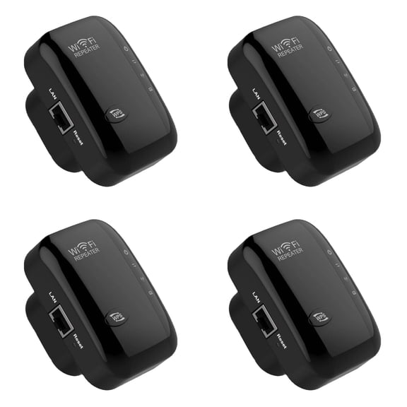 This 2026 Advanced WiFi Extender and Internet Booster Delivers 3000 Square Feet of Coverage for 45 Devices with Ethernet （Black 4PCS）