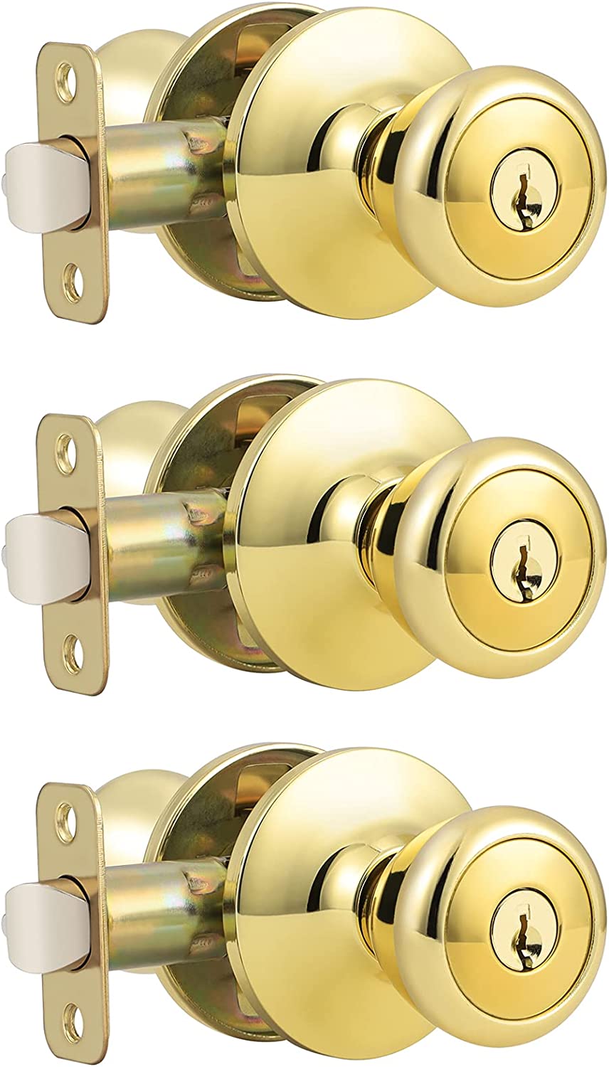 The 3 Pack Keyed Alike Door Knobs Entry Door Knobs with Lock and Key ...