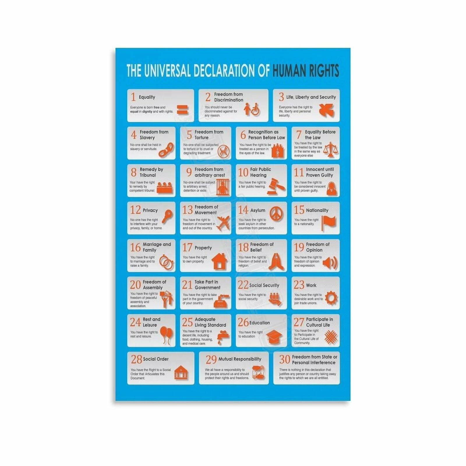 30 Rights The 30 Human Rights Poster (4) Canvas Painting Wall Art Poster for ...