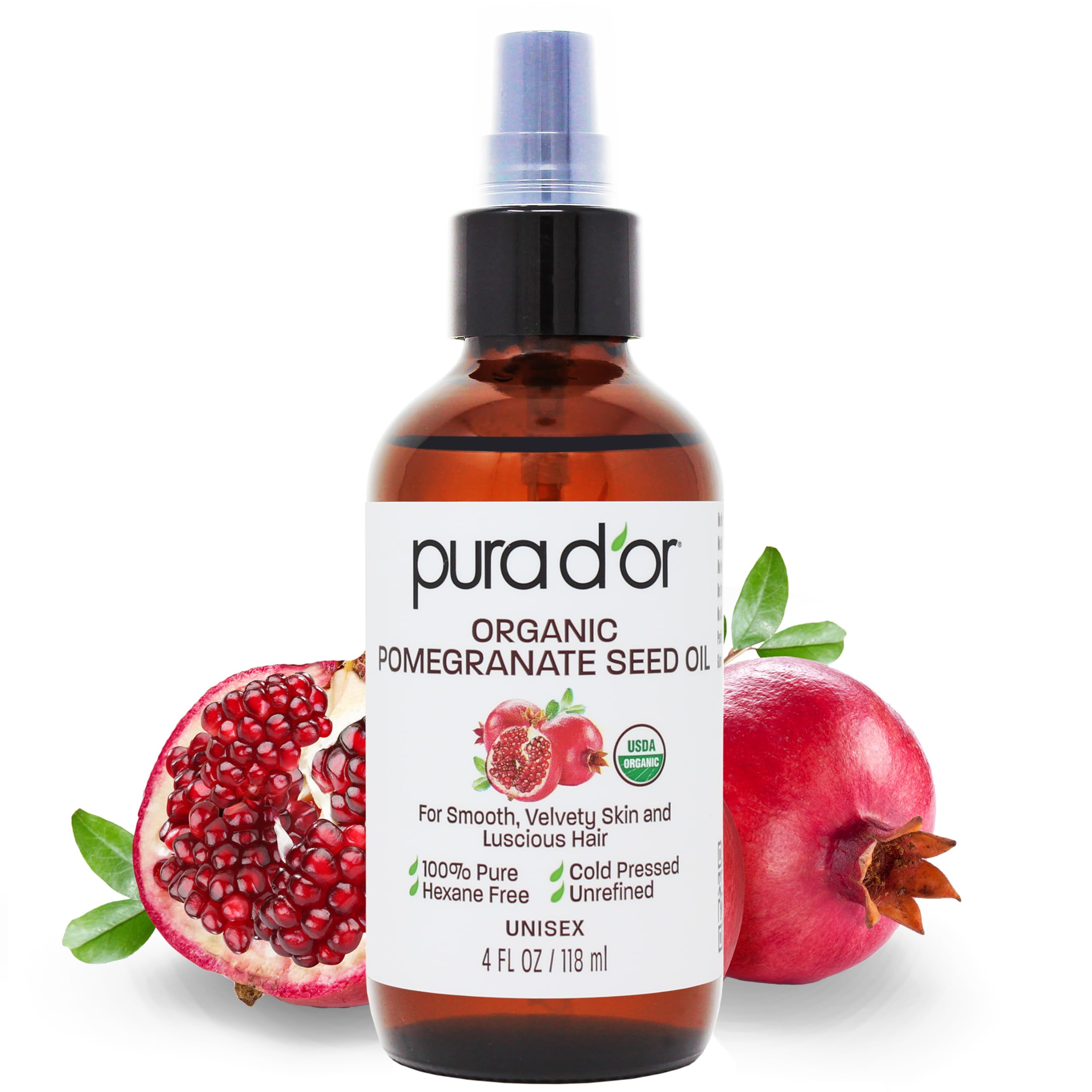 The 4 Oz Pomegranate oil is 100 pure USDA certified Premium grade cold