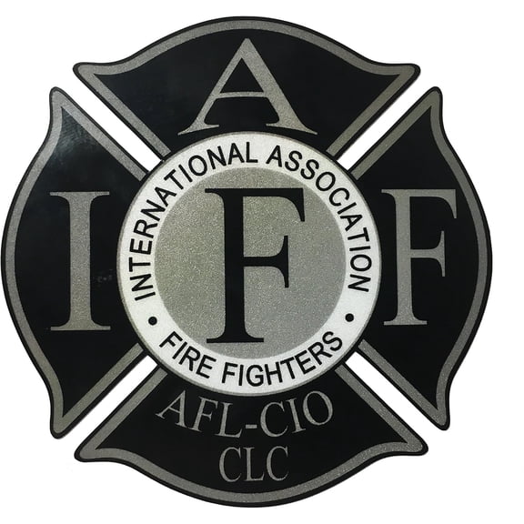 The 4" Reflective Black IAFF Union Vinyl Firefighter Us Made Window Decal Sticker