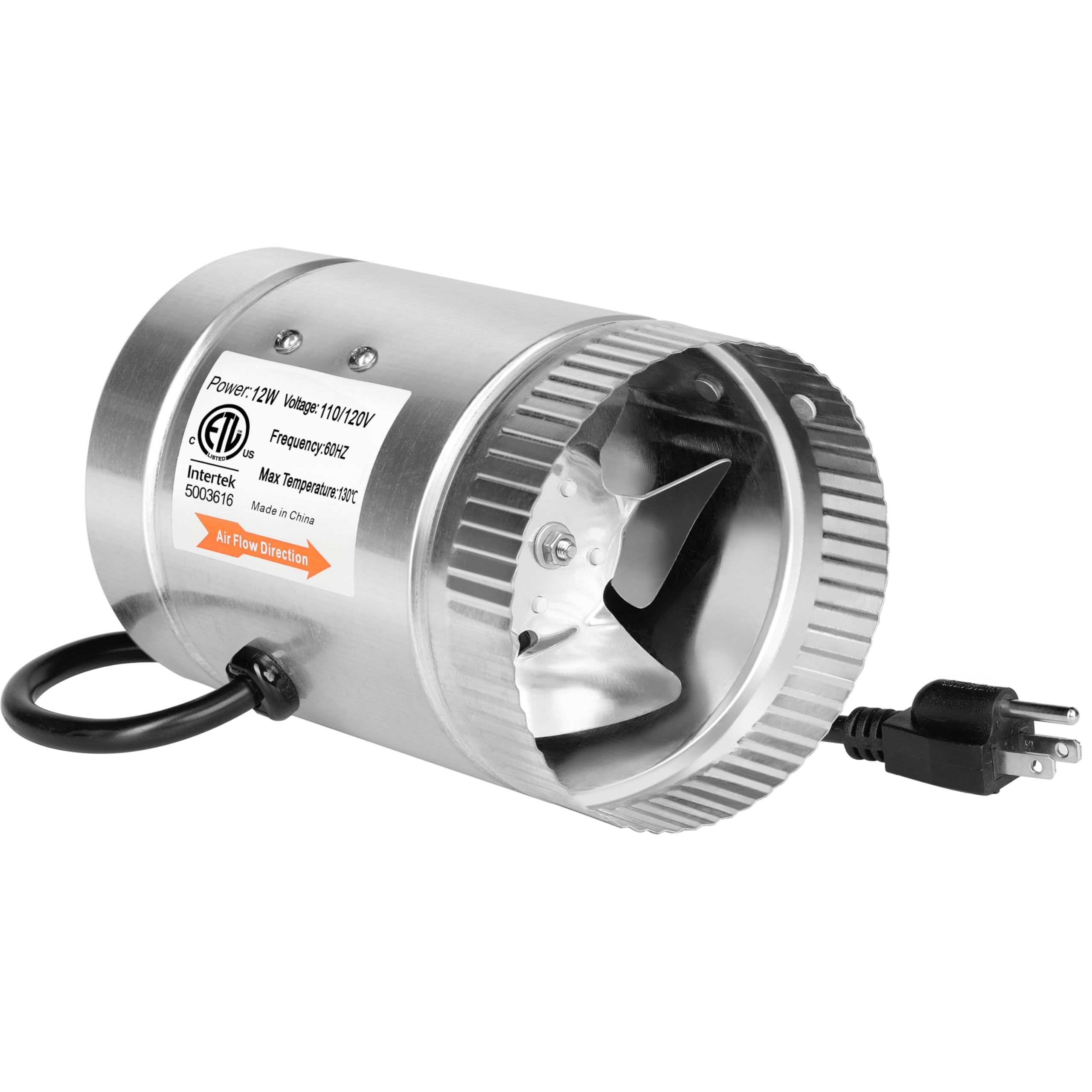 The 4 inch Inline Duct fan is a 100 CFM booster exhaust fan with low