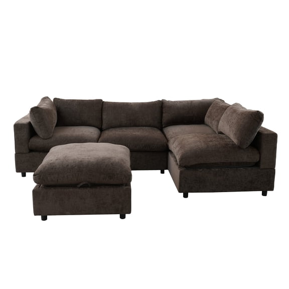 The 5-Piece Comfy Cloud Couch, Cocoa Brown