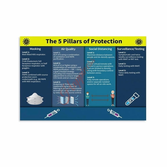 The 5 Pillars of Protection Poster COVID-19 Safety Guide Wall Art Canvas Painting Wall Art Poster for Bedroom Living Room Decor