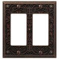 The 65RRDB Wallplate with 2 Rockers, aged bronze, cast metal, comes in