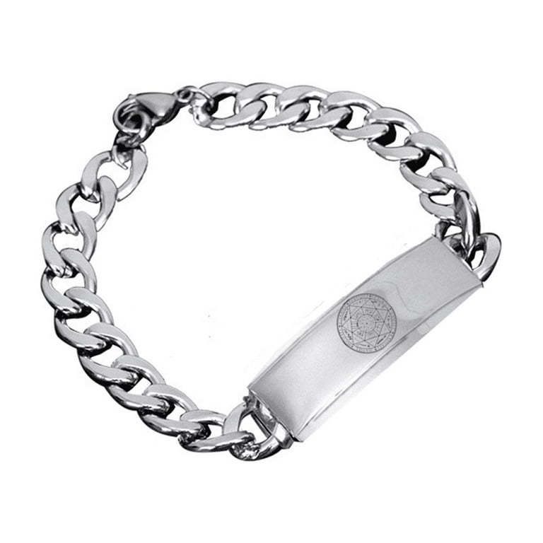 The 7 Archangels Protection Bracelet Solomon Seal of Amulet Symbolic Curb Bracelet Chain for Men Stainless Steel Sacred Talisman Jewelry 8.66