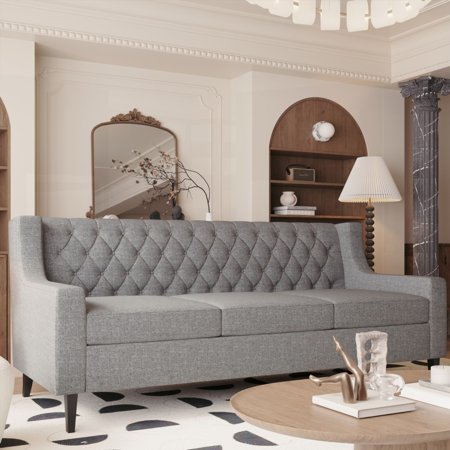 The 78.75'' 3-Seater Sofa: Button Tufted Backrest & Comfy Cushion, Mid Century Modern for Living/Room