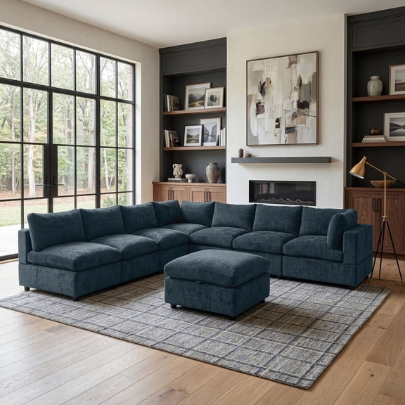 The 8-Piece Comfy Cloud Couch, Midnight Blue