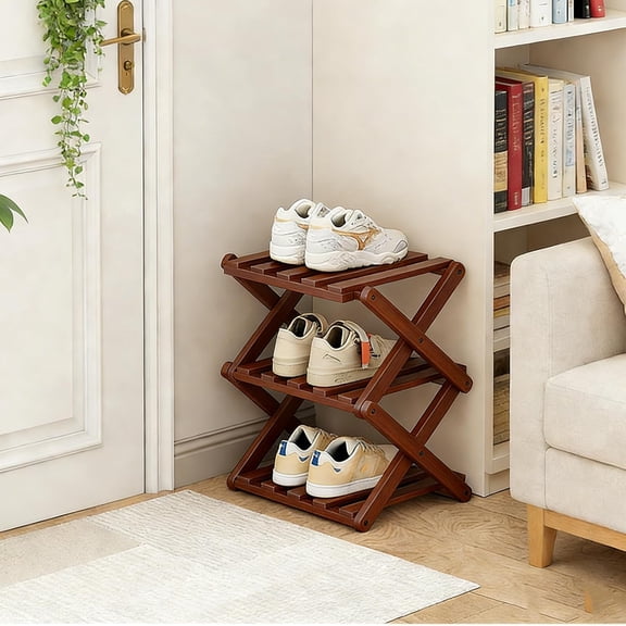 The 9-Tier No-Assembly Bamboo Rack, No Assembly Required, Tall Narrow Foldable Shoe Organizer, Vertical Shoe Organizer for Small Spaces