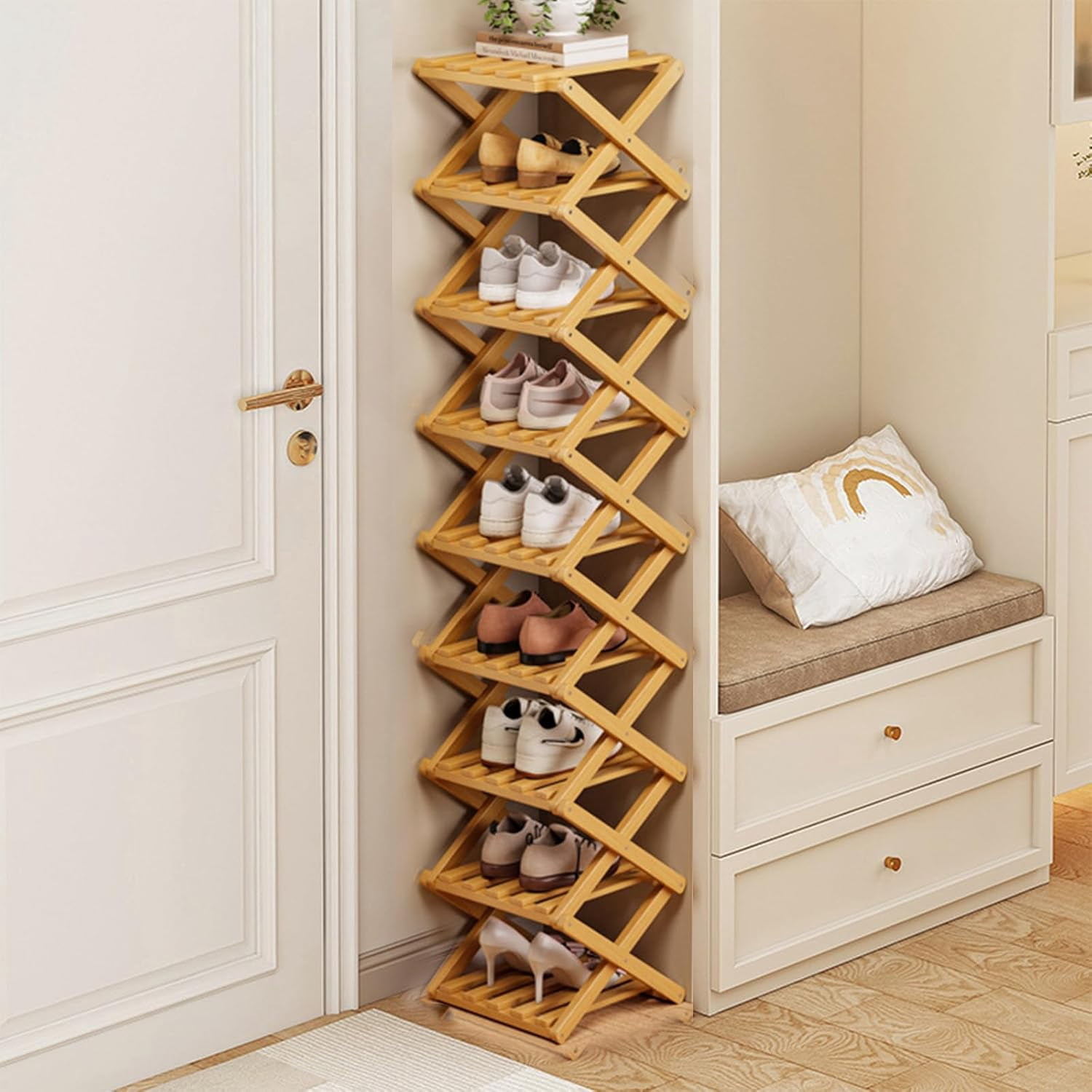 The 9-Tier No-Assembly Bamboo Rack, No Assembly Required, Tall Narrow ...