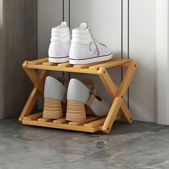 The 9-Tier No-Assembly Bamboo Rack, Vertical Narrow Bamboo Shoe Rack, Folding Shoe Storage Rack, Space Saving for Entryway, Closet adn Corner