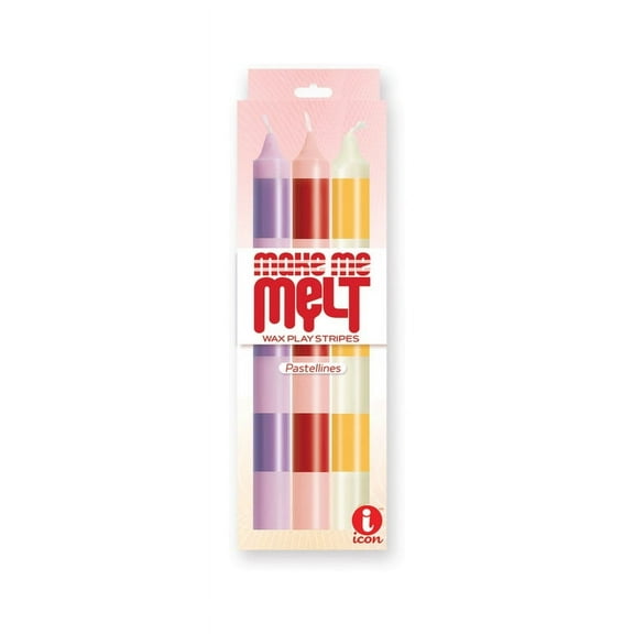 The 9's Make Me Melt Sensual Warm Drip Candles 3pk Stripes Pastellines