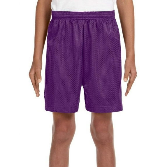 The A4 Youth Six Inch Inseam Mesh Short - PURPLE - S