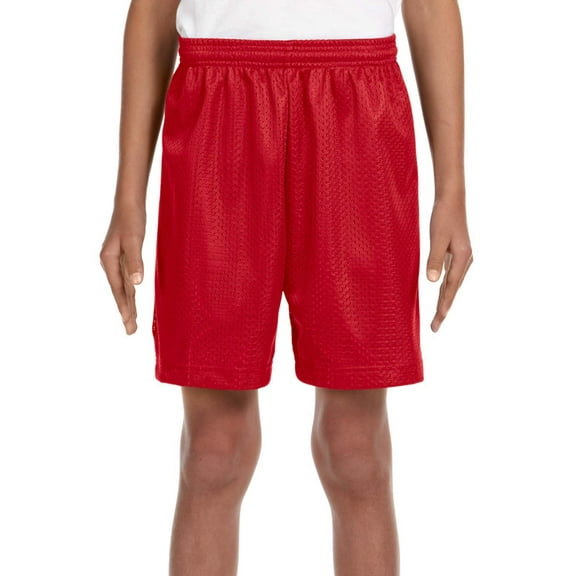 The A4 Youth Six Inch Inseam Mesh Short - SCARLET - S