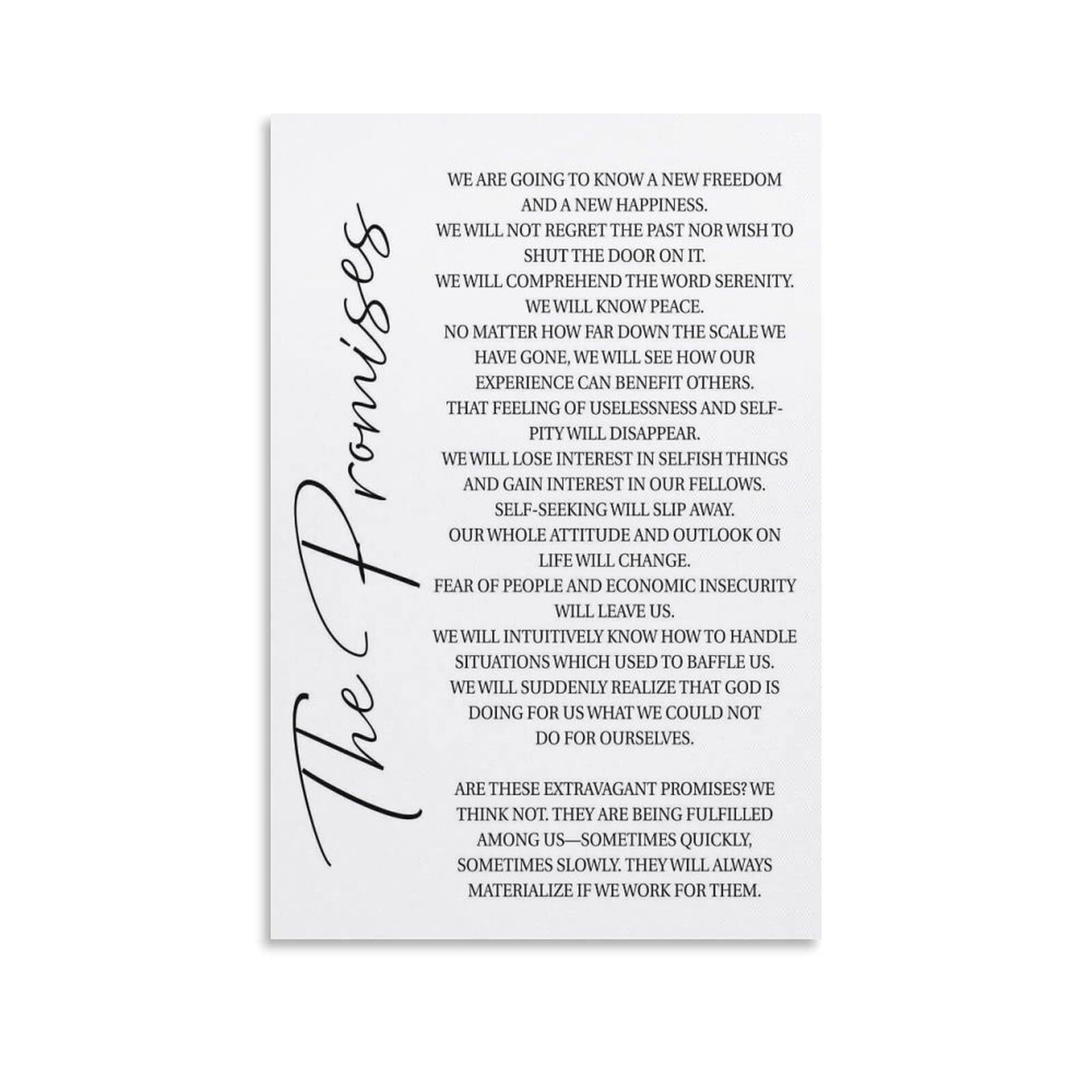 The AA Promises Poster Addiction Recovery Wall Art Canvas for Living ...