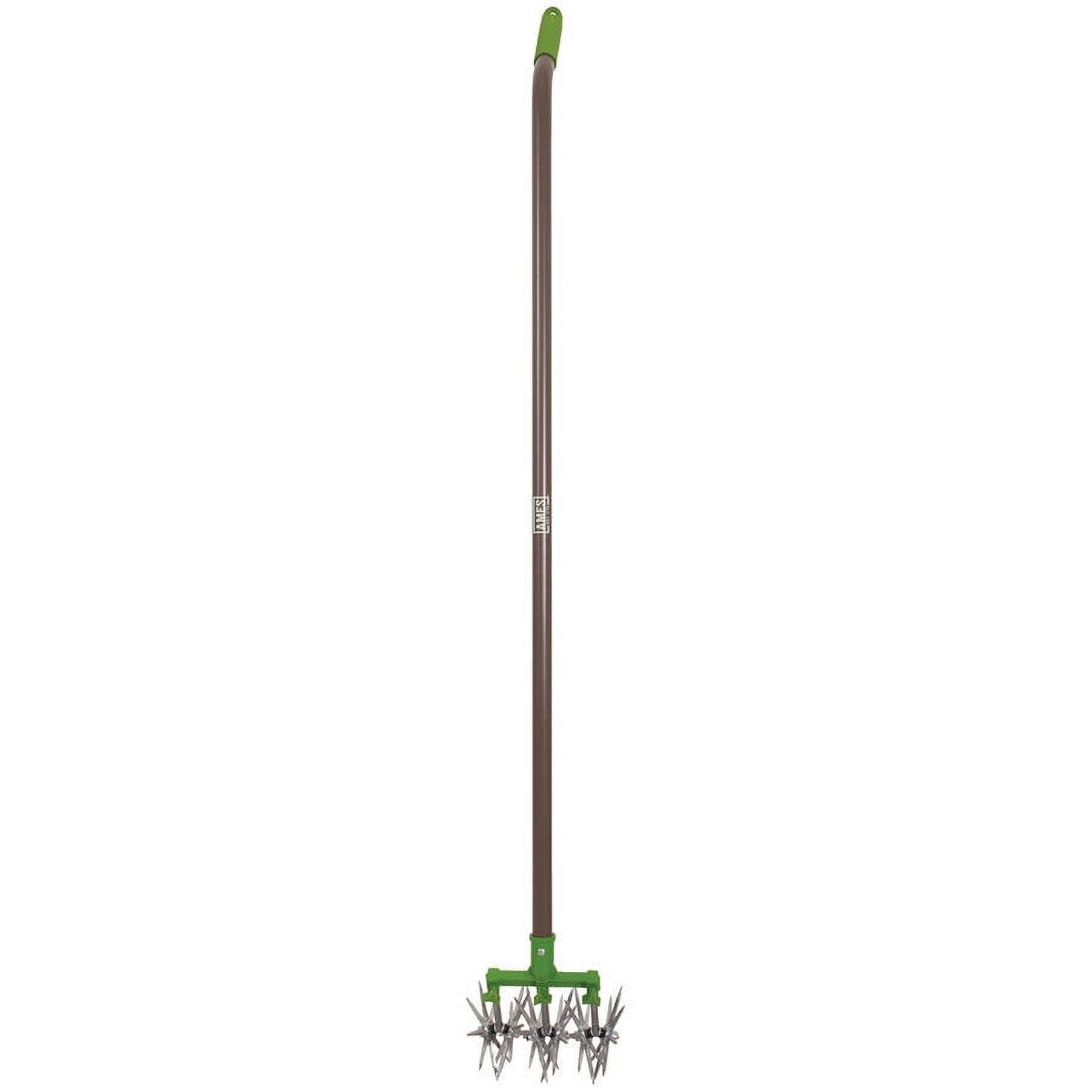 57" Brown and Green Steel Garden Cultivator with Detachable Tines