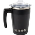 thumbnail image 1 of OUTSIDER Stainless Steel Vacuum Insulated Coffee Mug/Cup with Rotating Handle and Spill Proof Lid – Great Travel Tumbler for Outdoor, Home, Office – 17 ounces, Black, 1 of 10