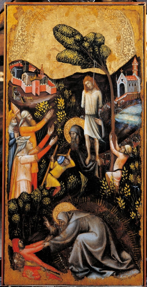 The Abbot Holds Effrons Body St Anthony The Abbot Resuscitates Three Men Killed By The Wild Animals Canvas Art - (24 x 36)