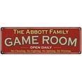thumbnail image 1 of The Abbott Family Gift Red Game Room Metal 6x18 Sign 206180038520, 1 of 1