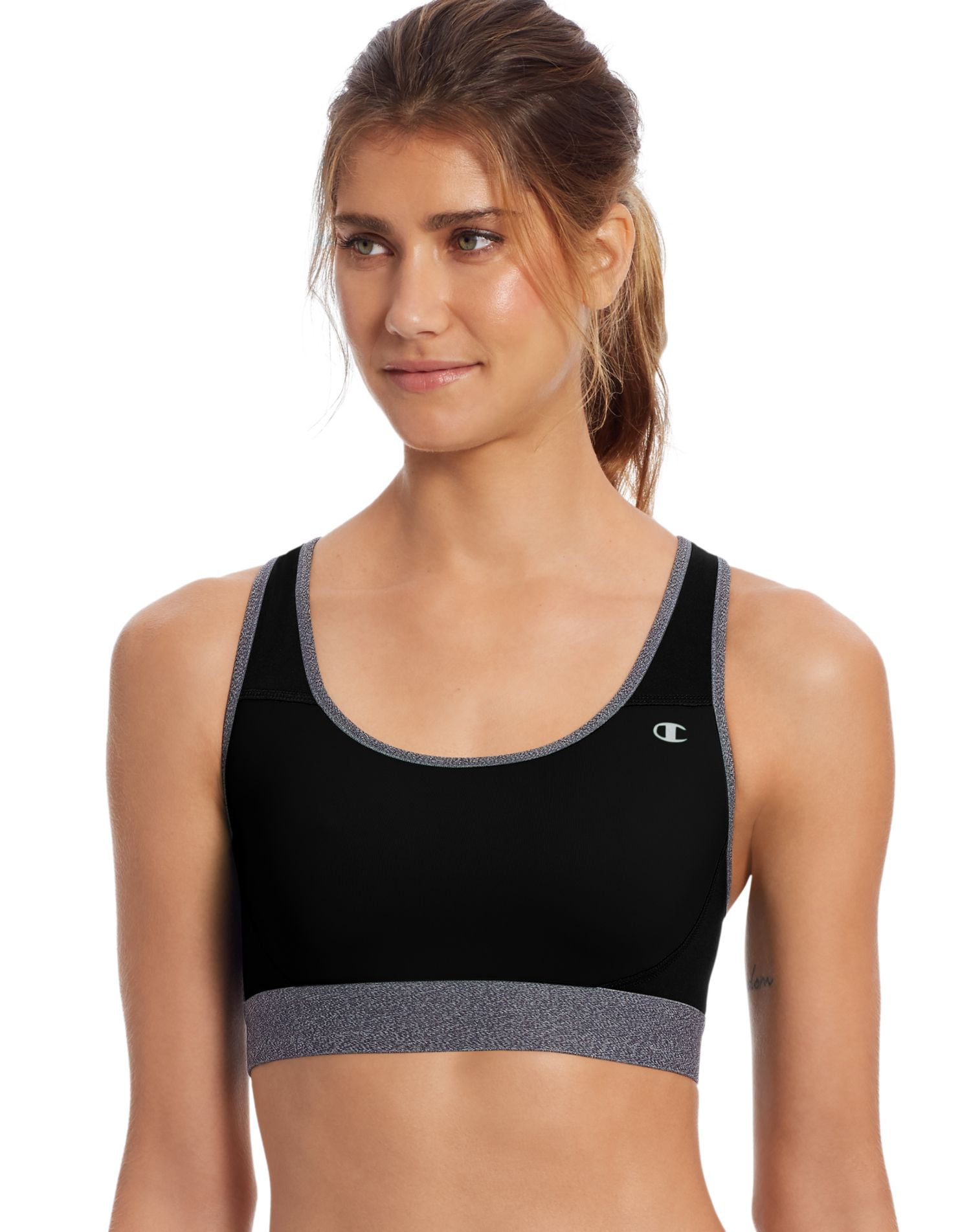 Champion Women's Double Dry Absolute Workout Sports Bra, Graphic, Black,  Small